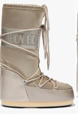 Moon Boot® Icon Glance Water Repellent Boot Platinum EU 39/41 Sz 8/9.5 NEW